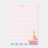 Roze zeilboot Post it Notes (Voorkant)