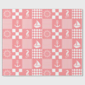 Roze zeilbootpatroon cadeaupapier (Vlak)