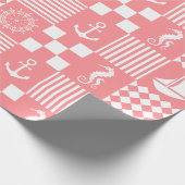 Roze zeilbootpatroon cadeaupapier (Hoek)