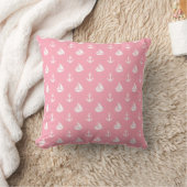 Roze zeilboten en ankerpatroon kussen (Deken)