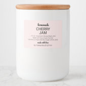 Roze Zelfgemaakte Cherry Jam Keuken Pantry Canning Voedselcontainer Etiket (Voorkant)