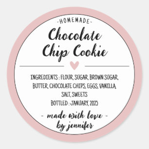 Roze Zelfgemaakte Chocolade Chip Cookie Ronde Sticker