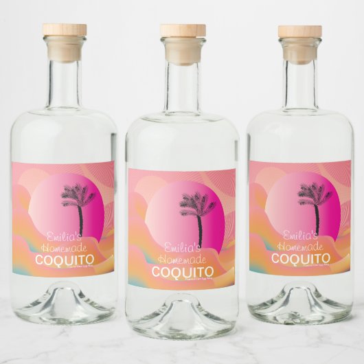 Roze Zelfgemaakte Coquito Recept Zakelijk Branding Likeurfles Etiket (Flessen)