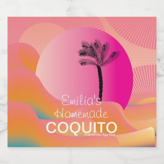 Roze Zelfgemaakte Coquito Recept Zakelijk Branding Likeurfles Etiket (Enkel label)