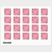 Roze zelfgemaakte kerstkoekjes vierkante sticker (Vel)