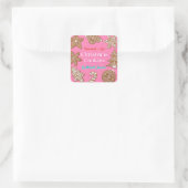 Roze zelfgemaakte kerstkoekjes vierkante sticker (Tas)