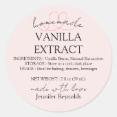 Roze zelfgemaakte vanille extract label instructie (Voorkant)