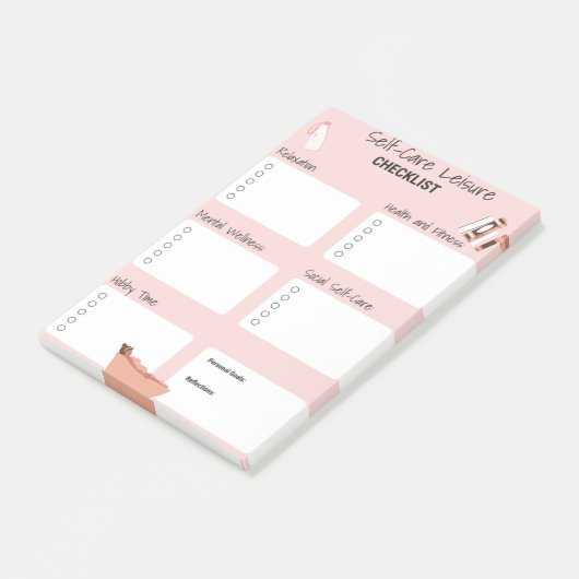 Roze Zelfzorgplanner - Wellness & Geestelijke Gezo Post-it® Notes (Schuin)