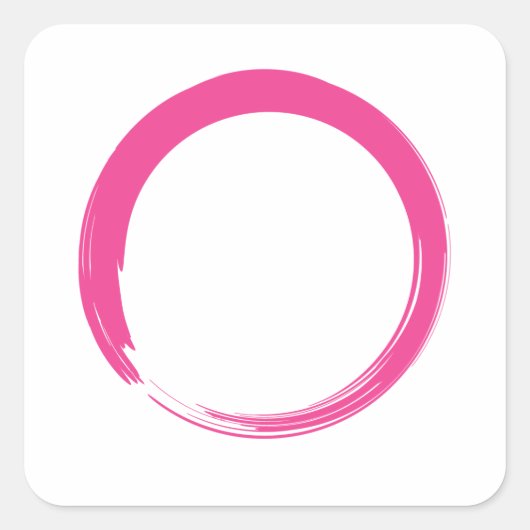 Roze Zen-symbool / Enso-cirkel Vierkante Sticker (Voorkant)
