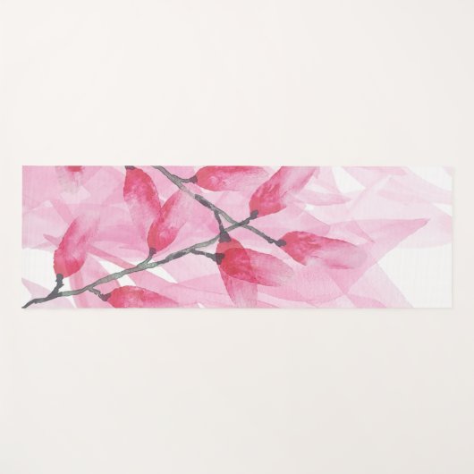 Roze Zen Waterverf Abstracte Cherry Blossom Yogamat (Voorkant (horizontaal))