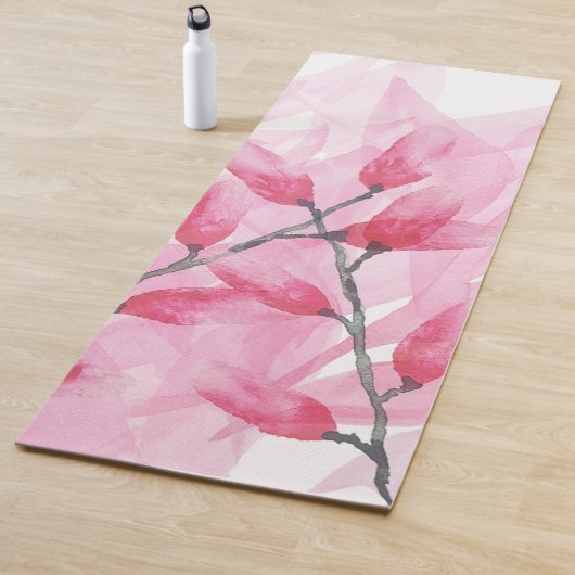 Roze Zen Waterverf Abstracte Cherry Blossom Yogamat (In situ)