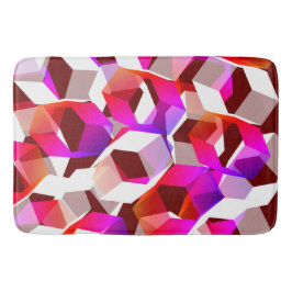 Roze zeshoeken en meer kleuren, donkerrode achterg badmat