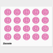 Roze Zestig 60e Zestigste Verjaardagsfeestje Ronde Sticker (Vel)
