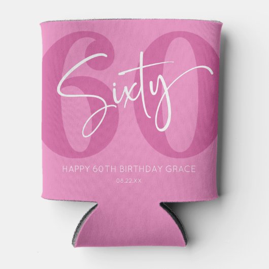 Roze Zestig 60ste Verjaardagsfeestgeschenk Blikjeskoeler (Voorkant)