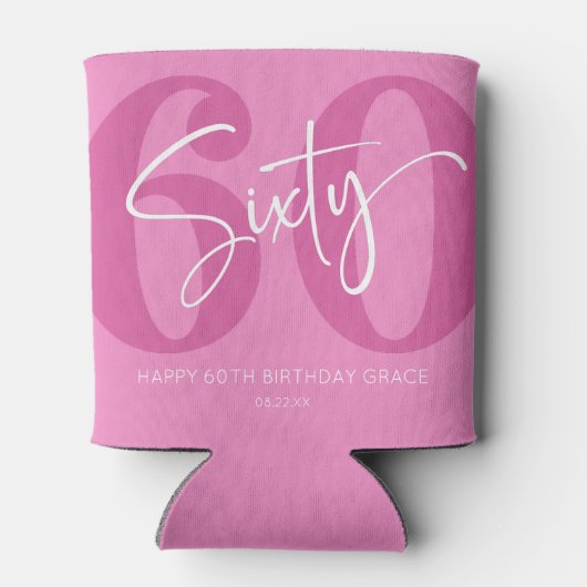 Roze Zestig 60ste Verjaardagsfeestgeschenk Blikjeskoeler (Achterkant)