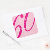 Roze Zestig en Fabulous Script 60ste verjaardag Vierkante Sticker (Envelop)