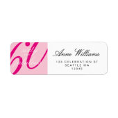 Roze Zestig en Fabulous Script 60ste verjaardagsfe Etiket (Voorkant)