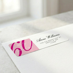 Roze Zestig en Fabulous Script 60ste verjaardagsfe Etiket
