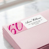 Roze Zestig en Fabulous Script 60ste verjaardagsfe Etiket