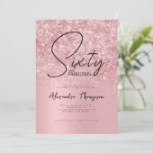 Roze Zestig en Fabulous Script 60ste verjaardagsfe Kaart (Staand voorkant)