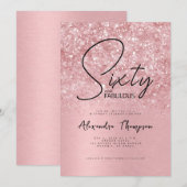 Roze Zestig en Fabulous Script 60ste verjaardagsfe Kaart (Voorkant / Achterkant)