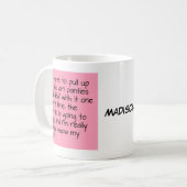 Roze zet Big Girl Panties woorden Aangepaste naam  Koffiemok (Voorkant links)