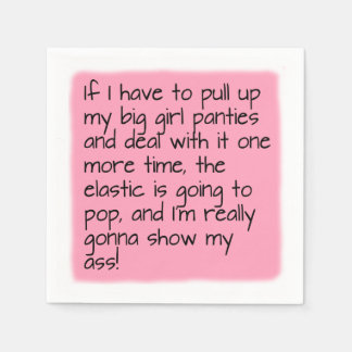 Roze zet Big Girl Panties Word Gezegde Party aan Servetten