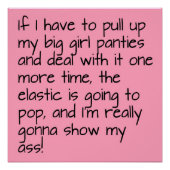 Roze zet Big Girl Panties Word Gezegde Perfect Poster (Voorkant)