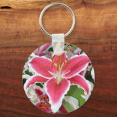 Roze zetmeellierbloemen sleutelhanger (Voorkant)