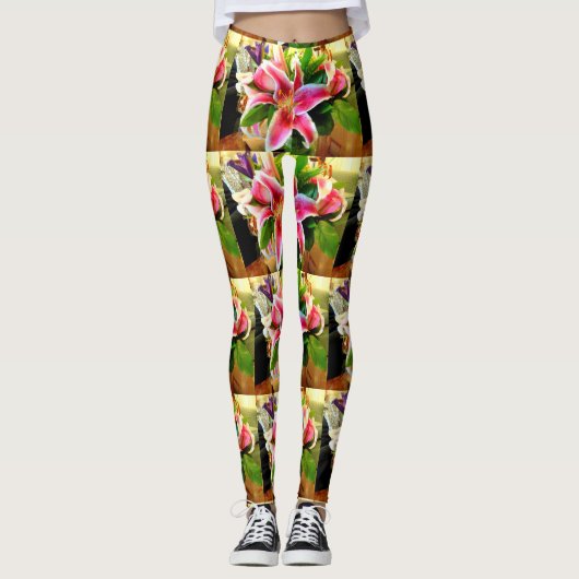 roze zetmeellieren leggings (Voorkant)