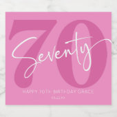 Roze Zeventig 70e Zeventigste Verjaardagsfeestgesc Sparkling Wijnetiket (Enkel label)