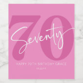 Roze Zeventig 70e Zeventigste Verjaardagsfeestgesc Wijn Etiket (Enkel label)