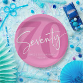 Roze Zeventig 70e Zeventigste Verjaardagsfeestje Papieren Bordje (Feest)