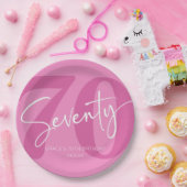Roze Zeventig 70e Zeventigste Verjaardagsfeestje Papieren Bordje (Feest)