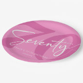 Roze Zeventig 70e Zeventigste Verjaardagsfeestje Papieren Bordje (Gekanteld)