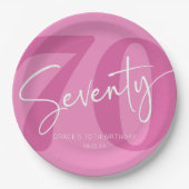 Roze Zeventig 70e Zeventigste Verjaardagsfeestje Papieren Bordje (Voorkant)