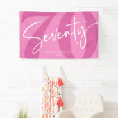 Roze Zeventig 70e Zeventigste Verjaardagsfeestje Spandoek (Insitu)