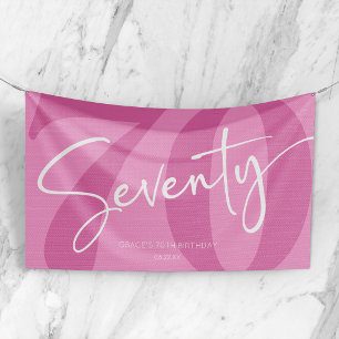 Roze Zeventig 70e Zeventigste Verjaardagsfeestje Spandoek