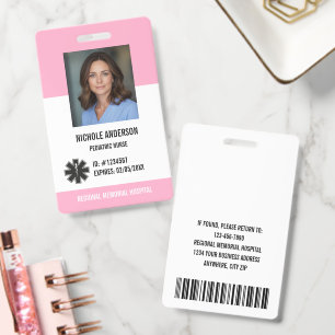 Roze Ziekenhuis Medisch Personeel Logo Pasfoto ID Badge