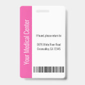 Roze ziekenhuis Medische werknemer Foto ID Badge (Back)