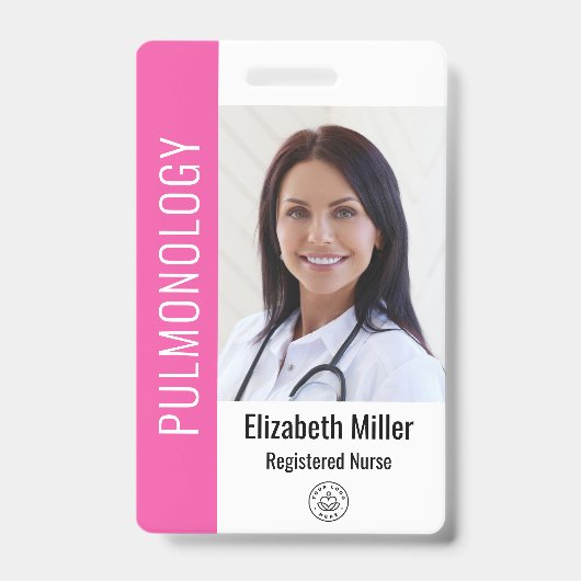 Roze ziekenhuis Medische werknemer Foto ID Badge (Front)