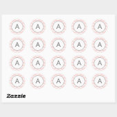 Roze Zig Zag Chevron Patroon Monogram Ronde Sticker (Vel)