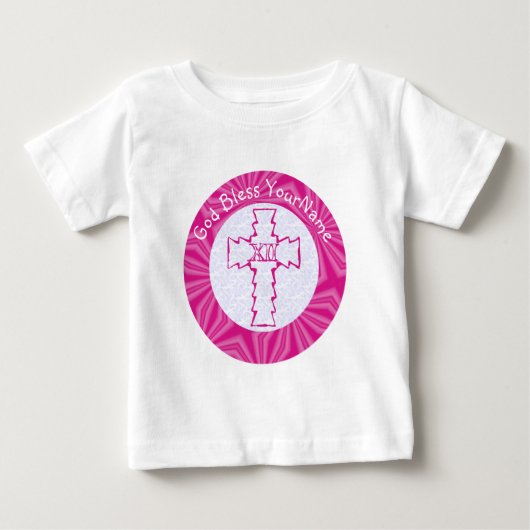Roze Zig Zag Kruis Met Naam Zig Zag Kruis (Voorkant)