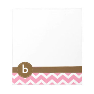 Roze Zig Zag Pattern Monogram Notitieblok