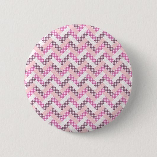 Roze Zig Zag Quilt Pattern Gifts for her Ronde Button 5,7 Cm (Voorkant)
