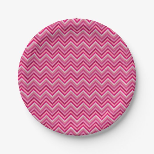 Roze Zig Zaggen Papieren Bordje (Voorkant)