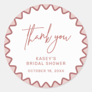 Roze Zigzag Border Dank u Sticker