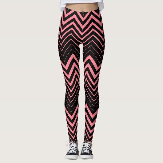 Roze Zigzag Chevron Leggings (Voorkant)