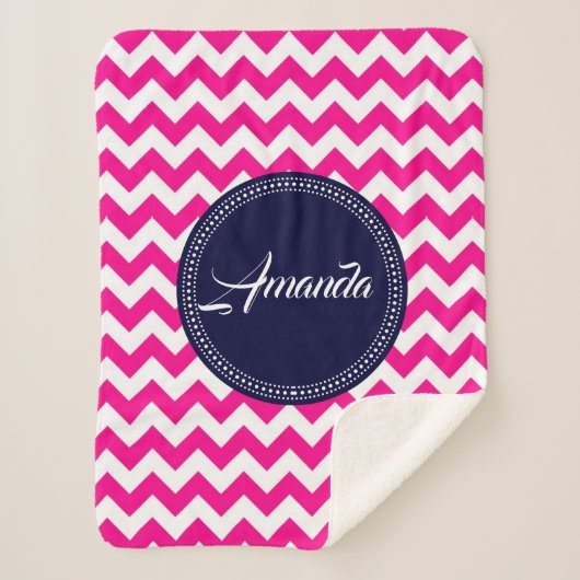 Roze Zigzag Chevron Naadloos Patroon Sherpa Deken (Voorkant)