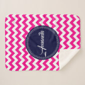 Roze Zigzag Chevron Naadloos Patroon Sherpa Deken (Voorkant (horizontaal))